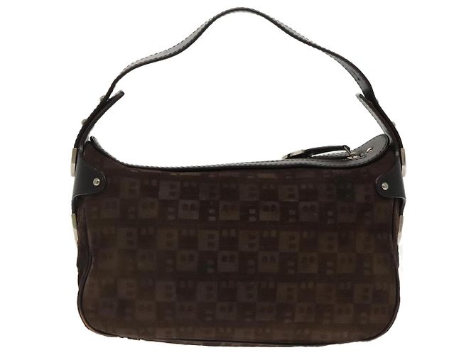 BALLY Borsa a Spalla in Pelle Scamosciata Marrone Argento Auth ti2290 - vista 2