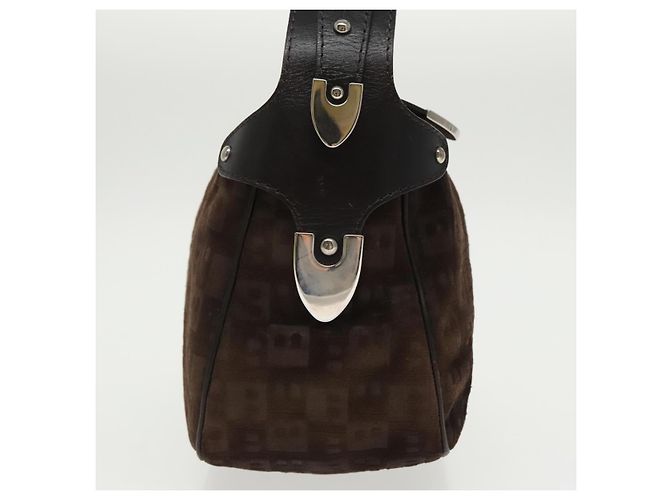 BALLY Borsa a Spalla in Pelle Scamosciata Marrone Argento Auth ti2290 - vista 4