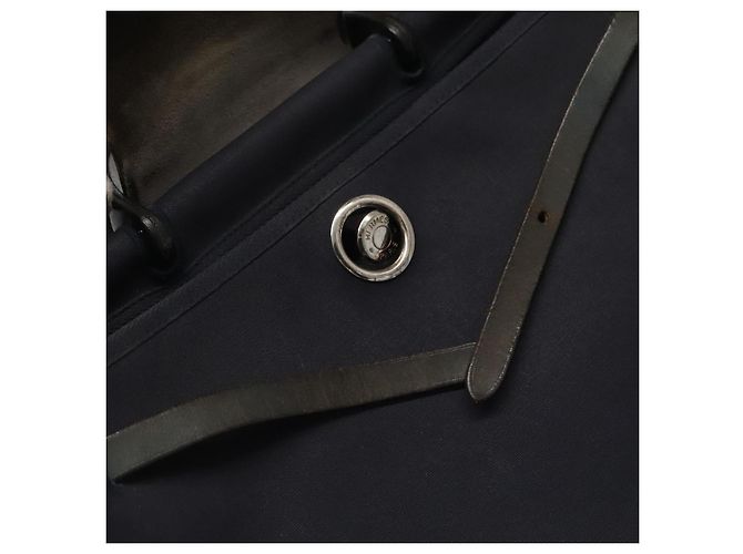 Hermès HERMES Herbag MM Borsa a Mano Tela Pelle Blu Navy Argento Auth 101293 - vista 20