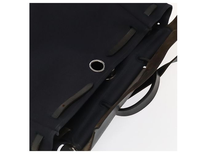 Hermès HERMES Herbag MM Borsa a Mano Tela Pelle Blu Navy Argento Auth 101293 - vista 21