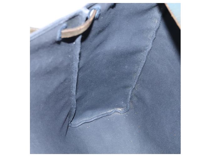 Hermès HERMES Herbag MM Borsa a Mano Tela Pelle Blu Navy Argento Auth 101293 - vista 24