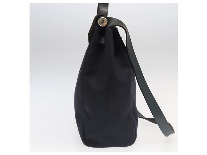 Hermès HERMES Herbag MM Borsa a Mano Tela Pelle Blu Navy Argento Auth 101293 - vista 29