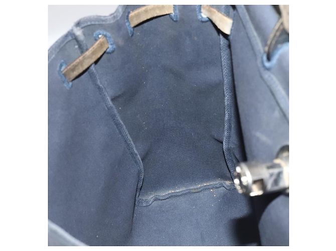 Hermès HERMES Herbag MM Borsa a Mano Tela Pelle Blu Navy Argento Auth 101293 - vista 38