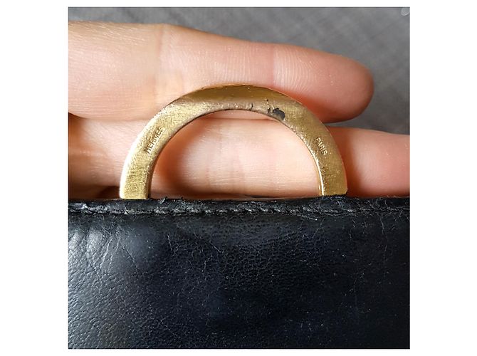 Borsa baguette modello "Ring" della Maison Hermès risalente agli anni 1950-1960 Nero - vista 12