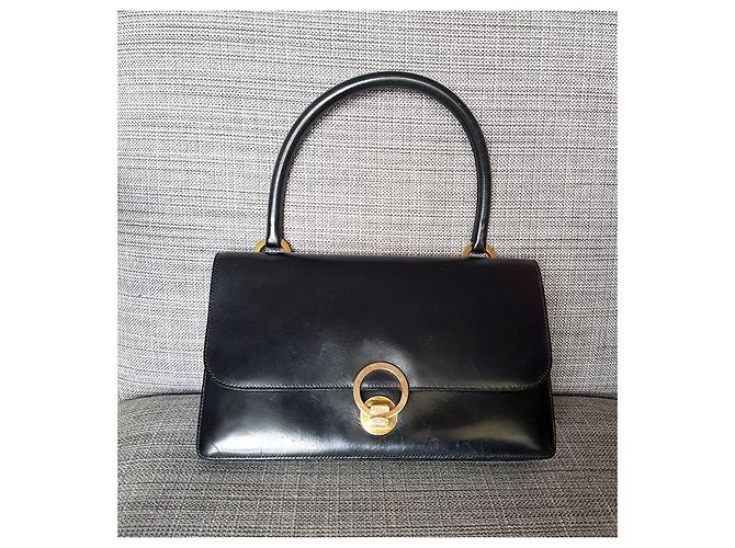 Borsa baguette modello "Ring" della Maison Hermès risalente agli anni 1950-1960 Nero - vista 2