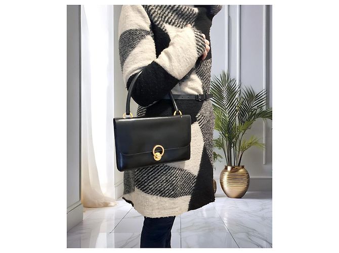 Borsa baguette modello "Ring" della Maison Hermès risalente agli anni 1950-1960 Nero - vista 3
