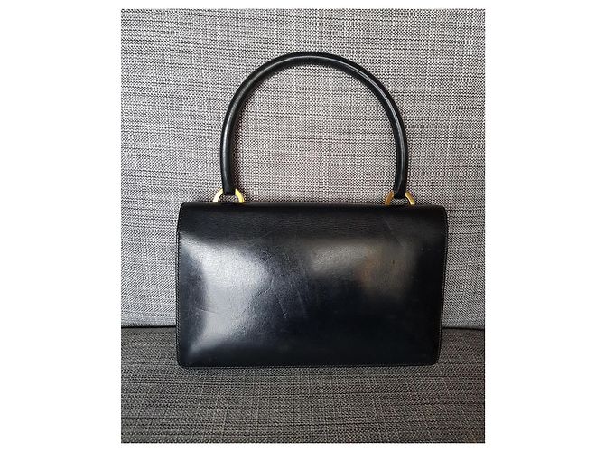 Borsa baguette modello "Ring" della Maison Hermès risalente agli anni 1950-1960 Nero - vista 4