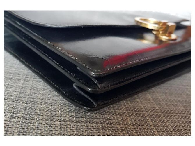 Borsa baguette modello "Ring" della Maison Hermès risalente agli anni 1950-1960 Nero - vista 5
