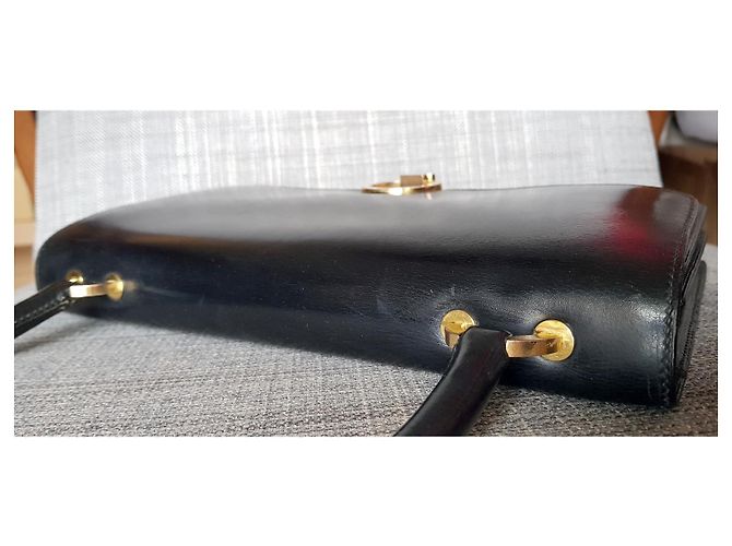 Borsa baguette modello "Ring" della Maison Hermès risalente agli anni 1950-1960 Nero - vista 7