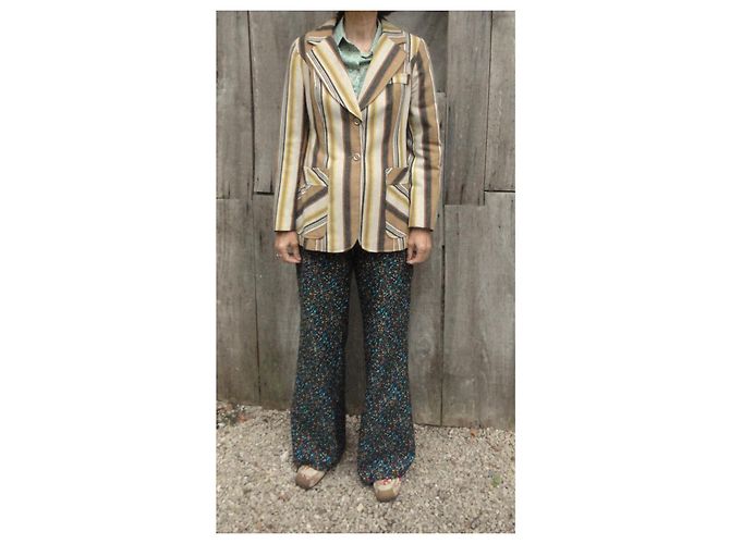 Autre Marque Chaqueta de algodón y lino beige Talla 40 - vista 3