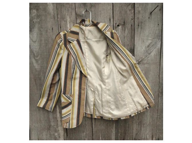 Autre Marque Chaqueta de algodón y lino beige Talla 40 - vista 5