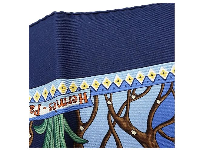 Silk In Hermès Hermes Kare 90 Silk Scarf in Navy Navy blue - view 5