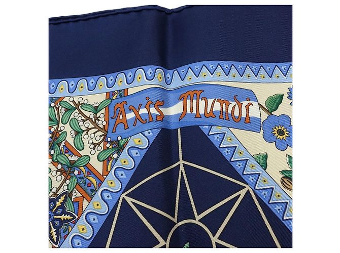 Silk In Hermès Hermes Kare 90 Silk Scarf in Navy Navy blue - view 6