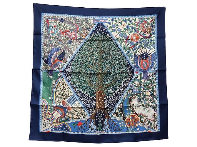 Silk In Hermès Hermes Kare 90 Silk Scarf in Navy Navy blue - view 8