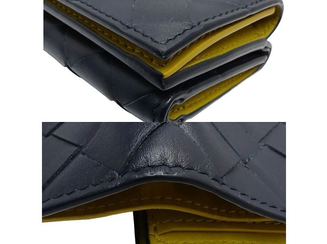 Bottega Veneta Cartera Tiny Intrecciato Amarillo Azul marino - vista 4
