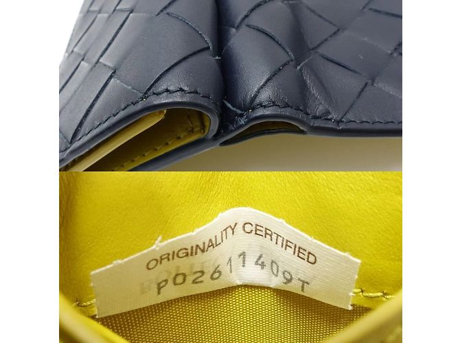 Bottega Veneta Cartera Tiny Intrecciato Amarillo Azul marino - vista 9