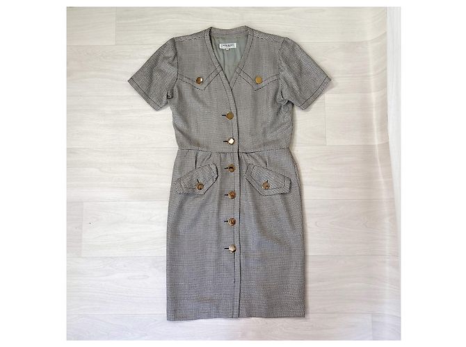 Yves Saint Laurent Winterkleid YSL Variation Vintage der 90er Schwarz Weiß - Ansicht 7