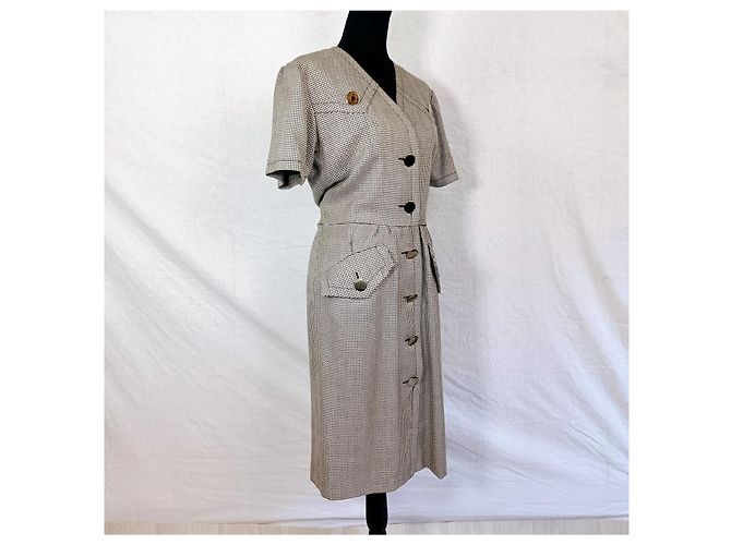 Yves Saint Laurent Winterkleid YSL Variation Vintage der 90er Schwarz Weiß - Ansicht 8