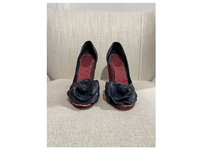 Tacchi CHANEL T.EU 39 Pelle Blu - vista 4