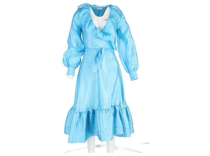 Autre Marque Steffi Wickelkleid mit Rüschensaum von Stine Goya aus hellblauem Polyester - Ansicht 4