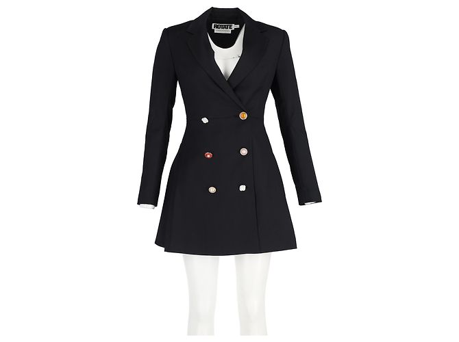 Rotate Doppelt geknöpftes Blazer-Kleid Birger Christensen N.23 aus schwarzer Schurwolle - Ansicht 4
