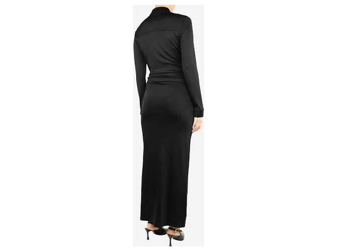 Autre Marque Schwarzes gerafftes Maxikleid - Größe UK 8 - Ansicht 2