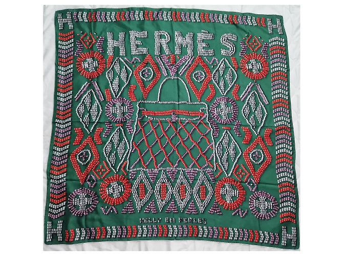 Kelly giant Hermès Kellt square in pearls Multiple colors - view 4