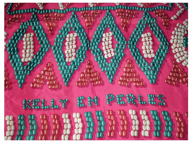 grande quadrato Hermès Kelly in perle Multicolore - vista 7