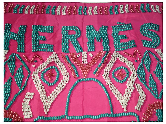 grande quadrato Hermès Kelly in perle Multicolore - vista 8