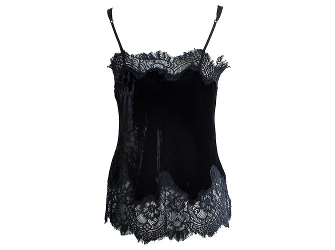 Autre Marque Goldhawk, black velvet and lace top - view 3