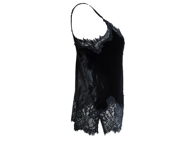 Autre Marque Goldhawk, black velvet and lace top - view 4