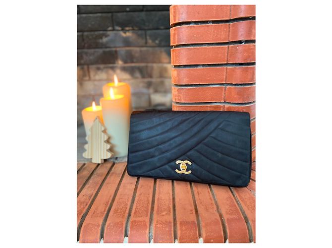 Mademoiselle Clutch da sera Chanel in raso damascato nero - vista 10