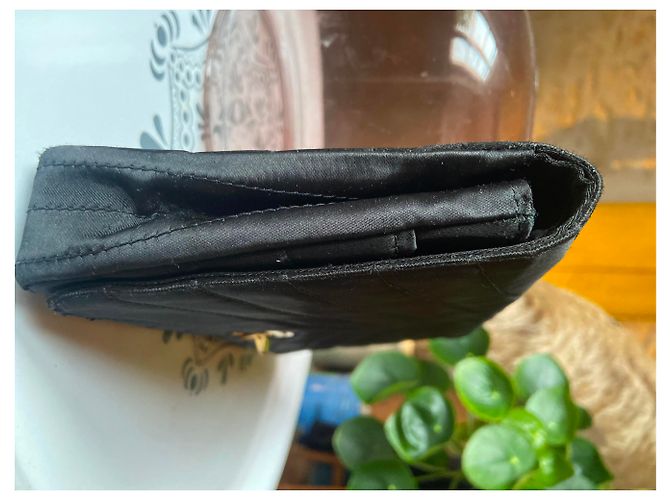 Mademoiselle Clutch da sera Chanel in raso damascato nero - vista 12