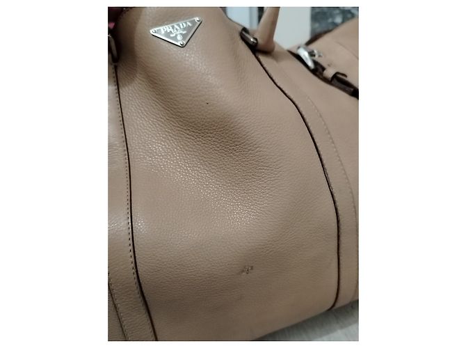 Borsa da viaggio Prada in pelle beige - vista 10