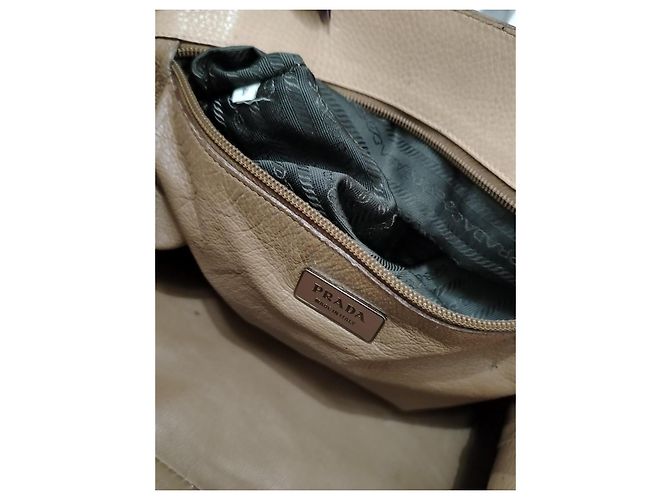 Borsa da viaggio Prada in pelle beige - vista 13