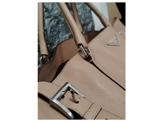 Borsa da viaggio Prada in pelle beige - vista 4