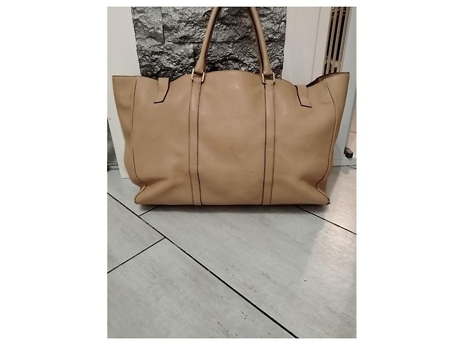 Borsa da viaggio Prada in pelle beige - vista 5