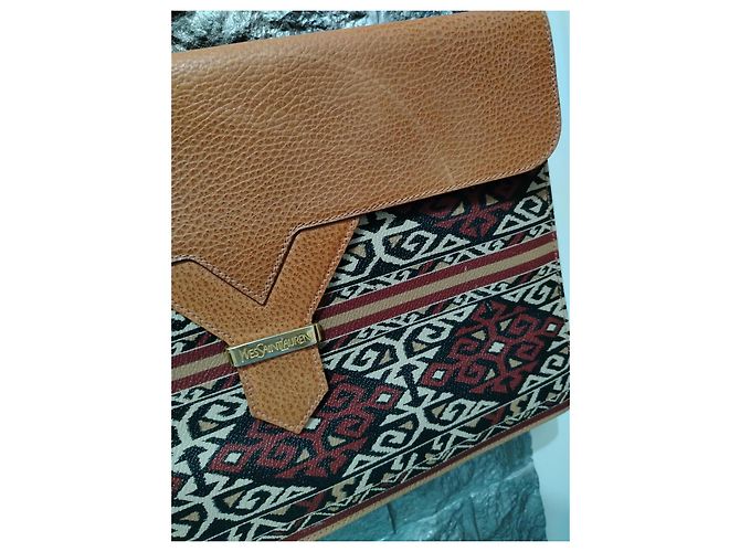 Borsa a mano Yves Saint Laurent in pelle marrone - vista 3