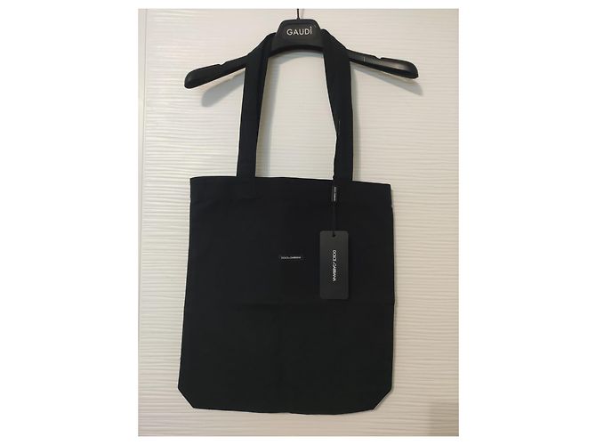 Borsa Tote Dolce & Gabbana Nera in Cotone Nero - vista 2
