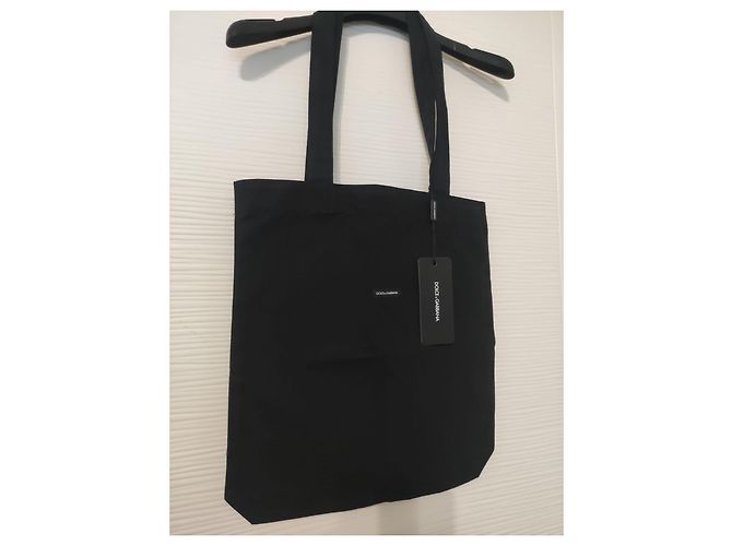 Borsa Tote Dolce & Gabbana Nera in Cotone Nero - vista 4