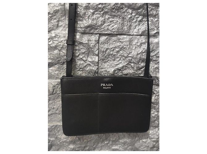 Borsa Prada Saffiano in pelle nera Nero - vista 2