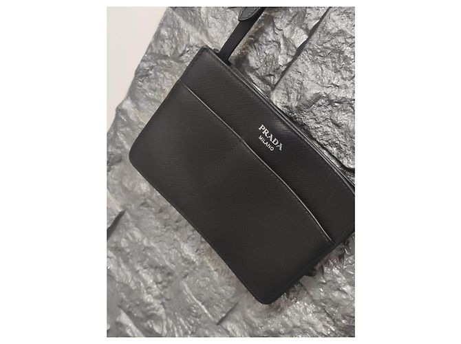 Borsa Prada Saffiano in pelle nera Nero - vista 4