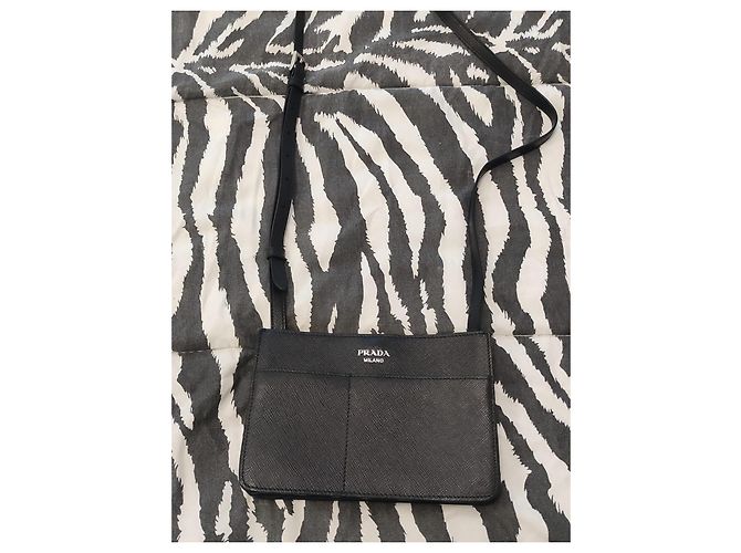 Borsa Prada Saffiano in pelle nera Nero - vista 7