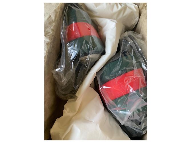 Sandali Gucci Demetra in nylon imbottito rosso e verde - vista 9