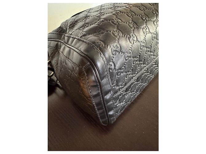 Boston Techno Tag bag pelle guccissima Nero - vista 10