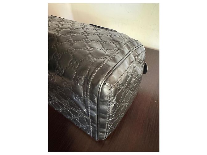 Boston Techno Tag bag pelle guccissima Nero - vista 11