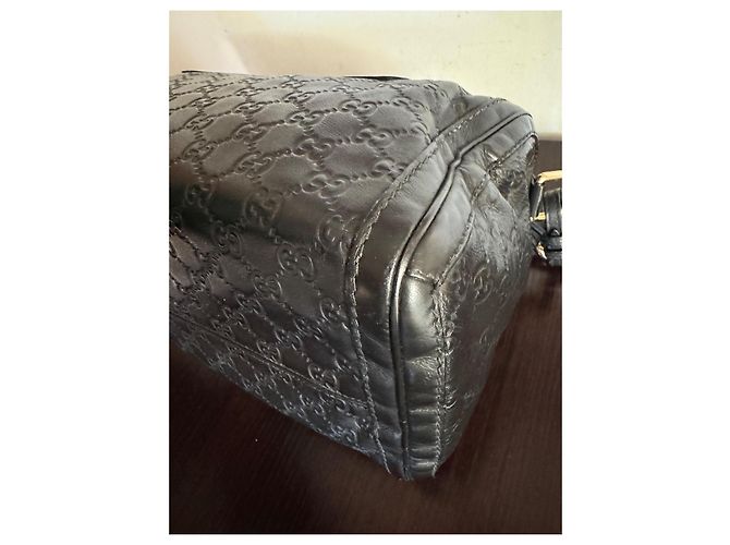 Boston Techno Tag bag pelle guccissima Nero - vista 12