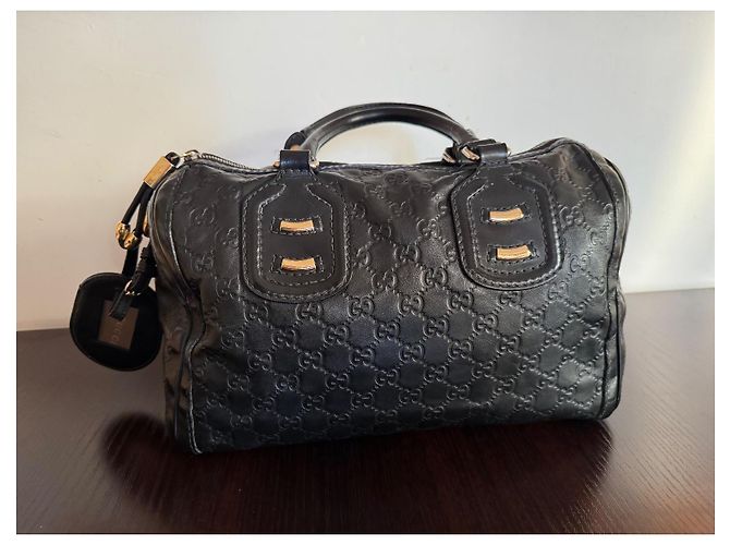 Boston Techno Tag bag pelle guccissima Nero - vista 2