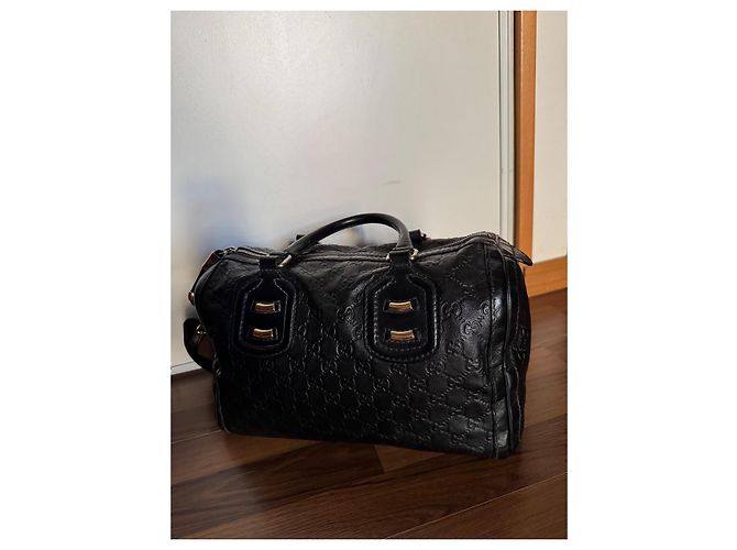 Boston Techno Tag bag pelle guccissima Nero - vista 3