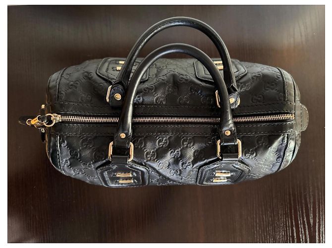 Boston Techno Tag bag pelle guccissima Nero - vista 4